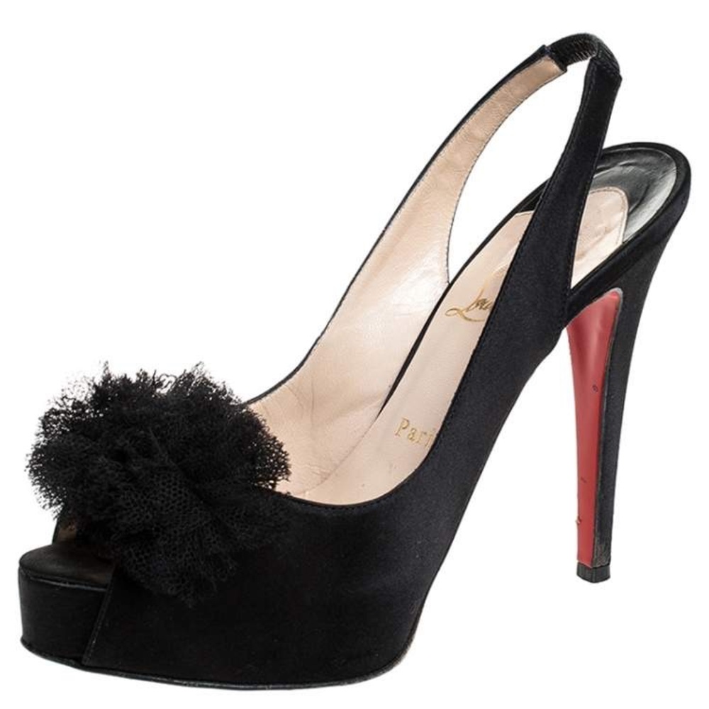 Christian Louboutin Black Peep-Toe Heels